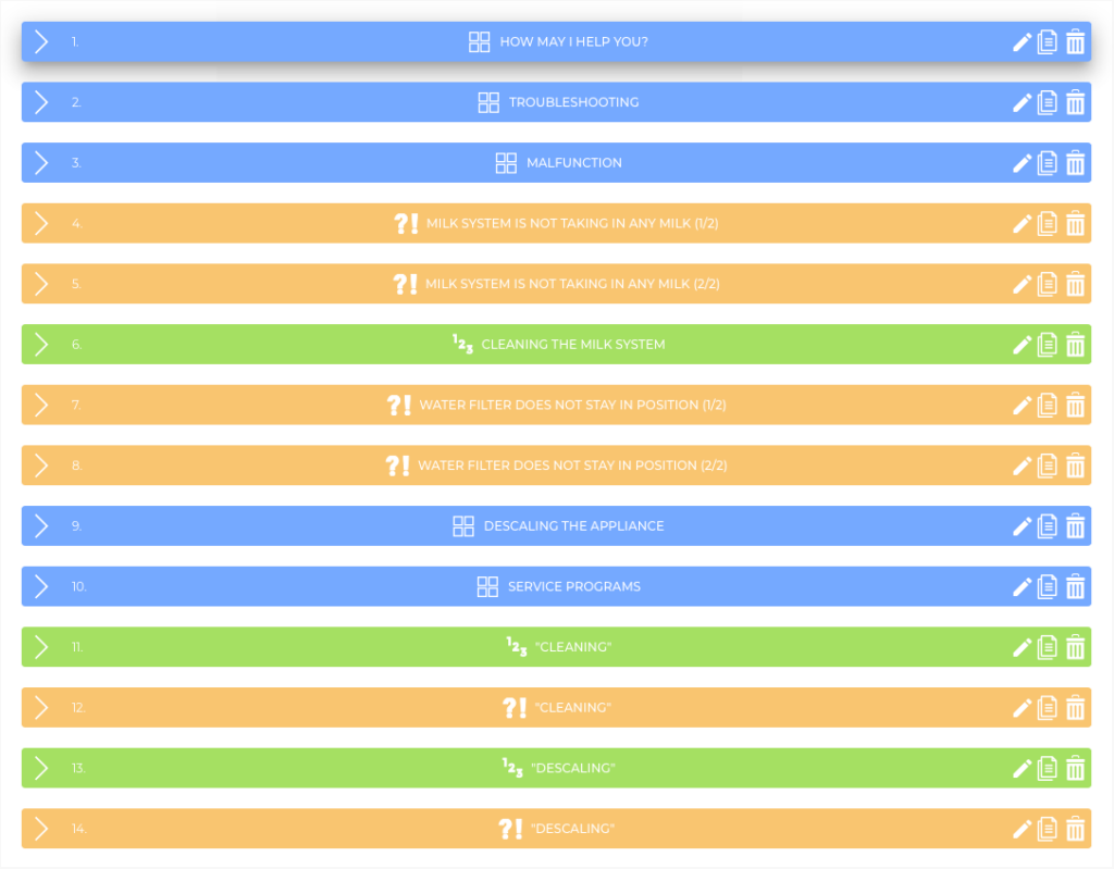 Text Assistant Elements List