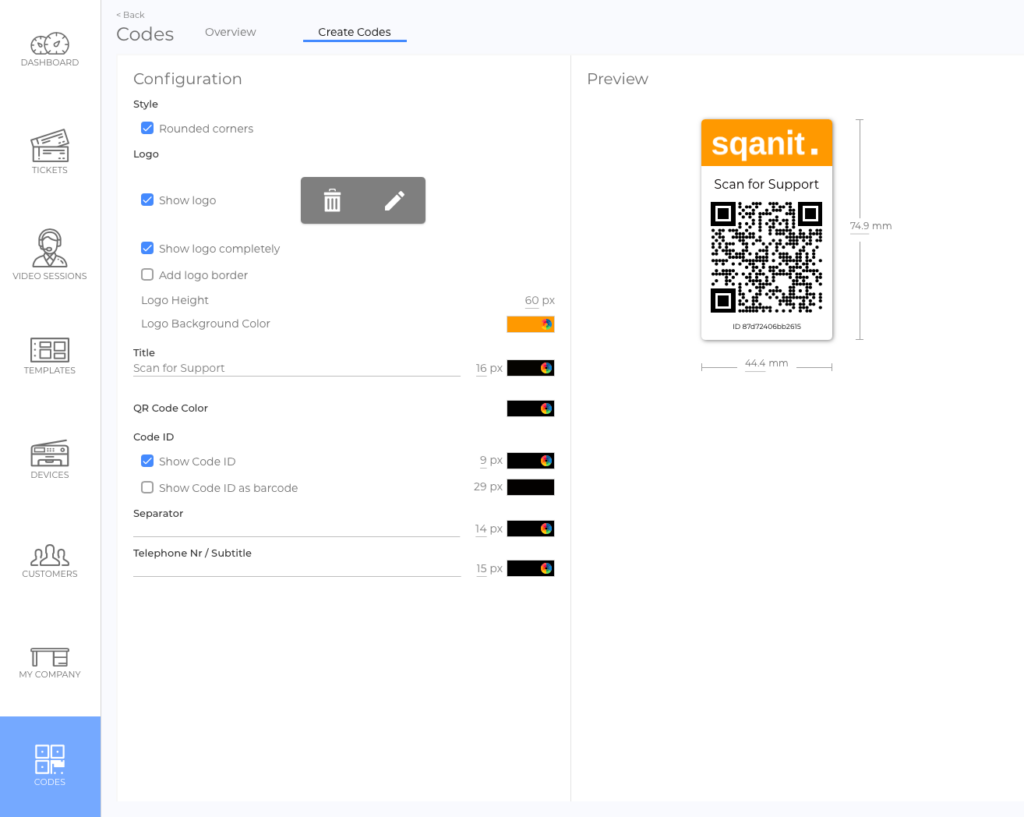 Code Sticker Appearance Configuration 