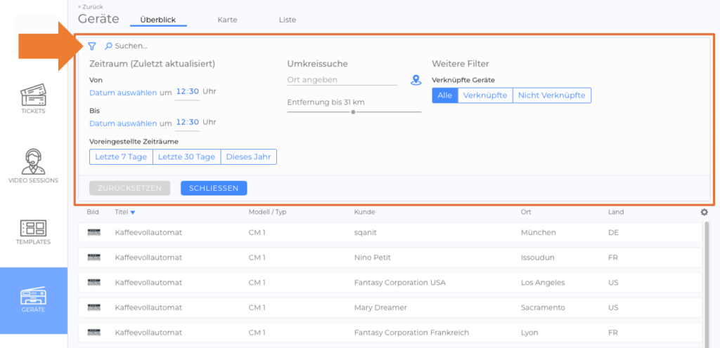 Filter in der Backoffice Anwendung