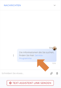 Text Assistant Link in Messenger DE