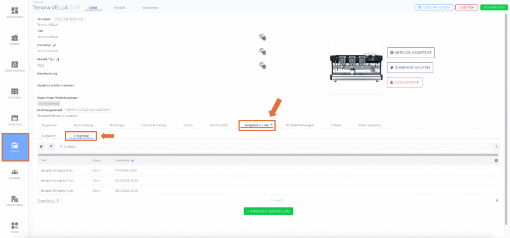 Ereignisübersicht – Kalender- und Listenansicht 1 Bildschirmfoto 2025 11 13 um 14.34.34